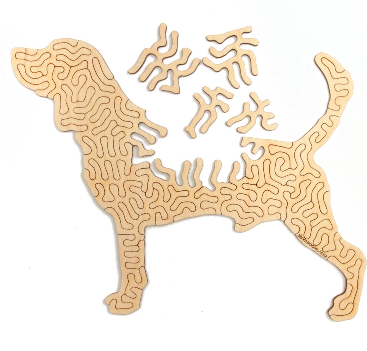 Hond houten dieren legpuzzel voor volwassenen | Jigsaw | Gemaakt in Nederland | Pure wood puzzles by Kaboomlaser